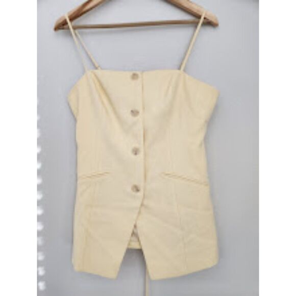 ASTR The Label Yellow Button-Front Corset Vest Top | Size L - Picture 2 of 8